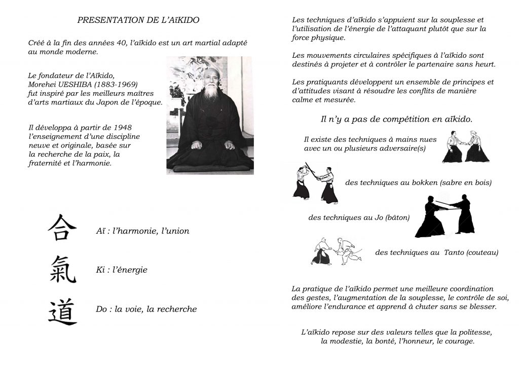Présentation de l'aïkido, de son fondateur et des principales techniques